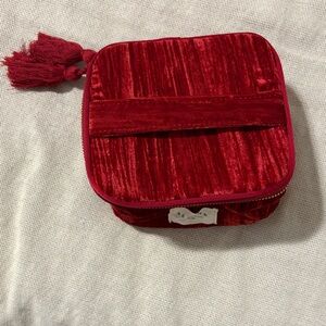 Sezane Red Velvet Accessory Pouch